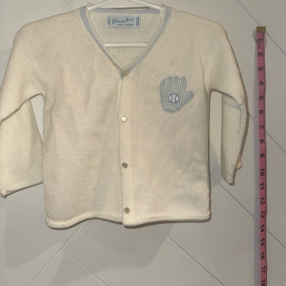 Pristine Feltman Brothers Vintage Antique Baseball Boys Cardigan 6-9 months